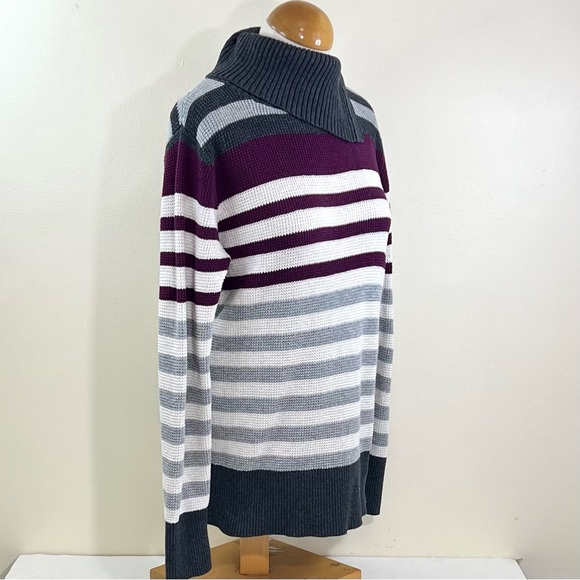Eddie Bauer Women's Cowl Neck Stripes Sweater - Picture 3 of 11